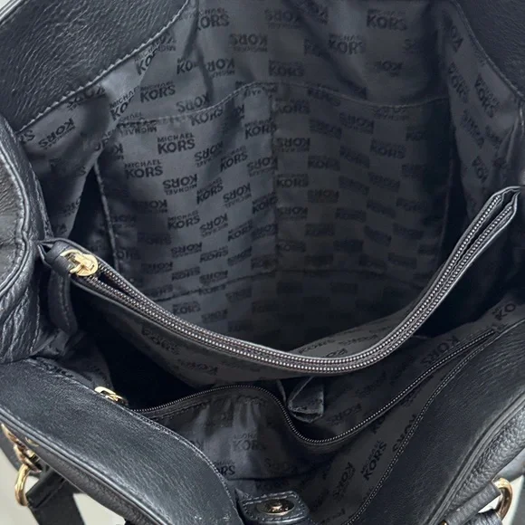 Michael Kors Large Black Studded Satchel with Gold Details - Picture 7 of 12